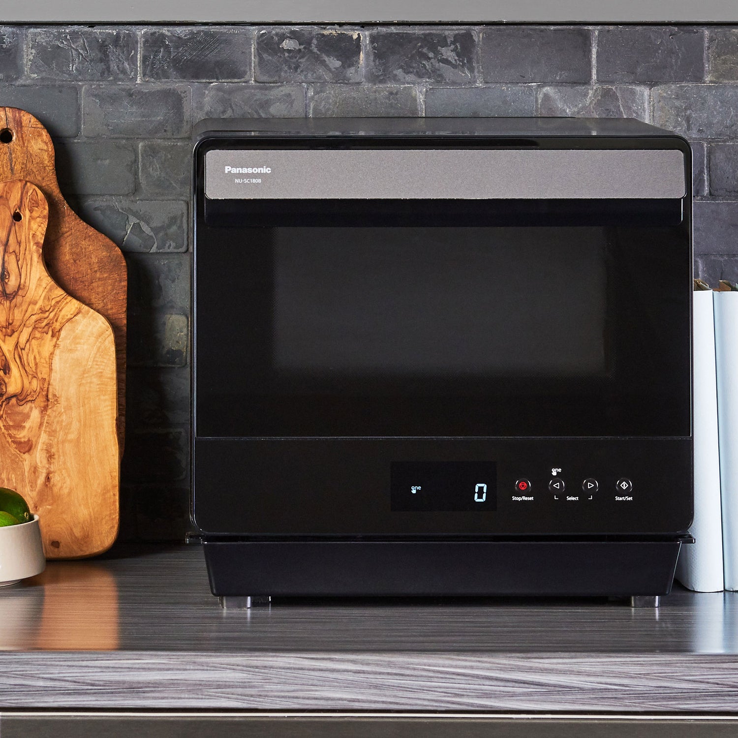 Panasonic HomeChef seven in one multi-oven on dark kitchen counter